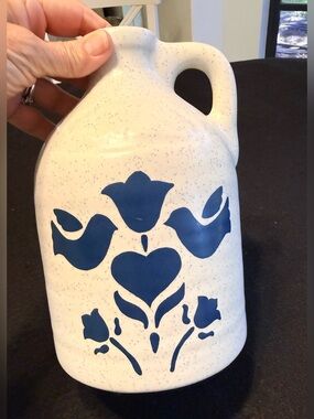 VTG Pennsylvania Dutch Folk Art Jug Harris
Pottery USA Blue Birds Hearts